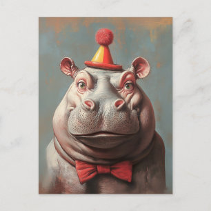 Carte Postale Portrait hippo clown lunaire