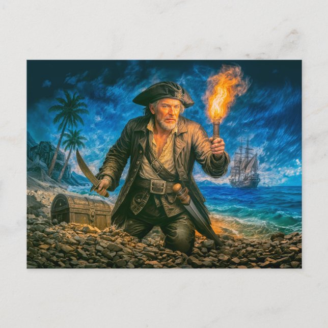 Carte Postale Portrait légendaire du pirate Capitaine Kidd (Devant)