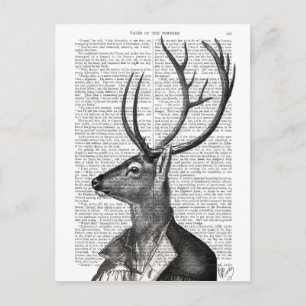 Carte Postale Portrait noir et blanc de cerfs