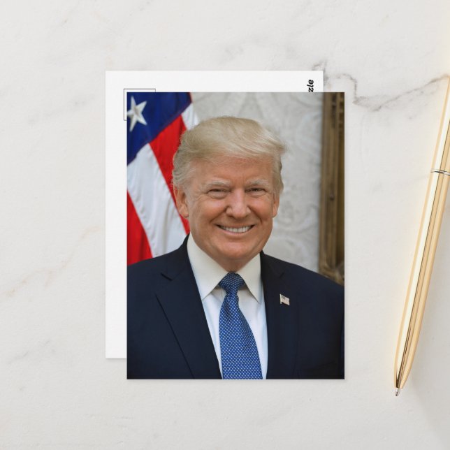 Carte Postale Portrait officiel du président Donald Trump 2017 (Devant/Arrière en situation)