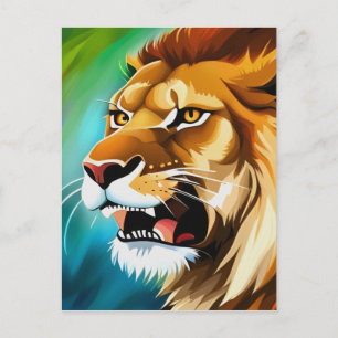 Carte Postale Portrait Posé côté Lion rugissant-57566