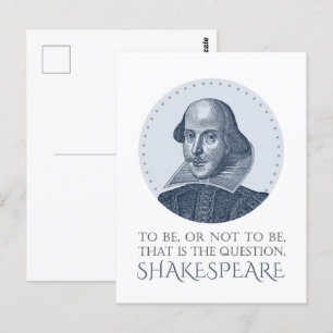 Carte Postale Portrait Shakespeare avec à être ou à ne pas être 