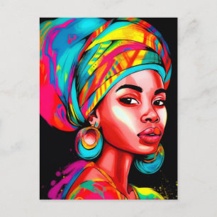 Carte Postale Portrait vibreux avec papier à tête coloré