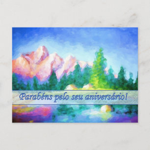 Carte postale portugaise Anniversaire Rose Mountai