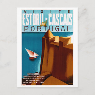 Carte Postale Portugal Estoril Poster Vintage voyage restauré