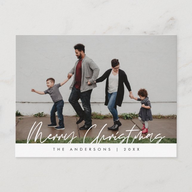 Carte Postale Pos photo famille de Noël, voeux modernes (Devant)