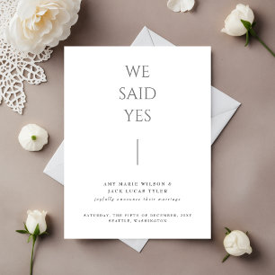 Carte Postale Pos Simple Minimaliste Élégant Faire-part Mariage