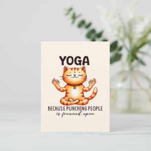 Carte Postale Pose de Yoga de chat - Drôle Yoga