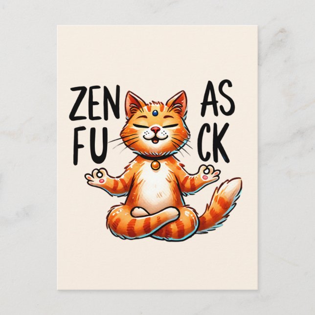 Carte Postale Pose de Yoga de chat - Zen (Devant)