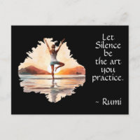 Pose de yoga et citation silencieuse de Rumi