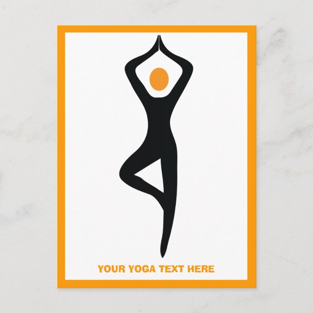 Carte Postale Pose de yoga noir, orange personnalisé (Devant)