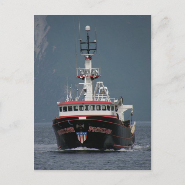 Carte Postale Poseidon, chalutier de pêche dans havre néerlandai (Devant)