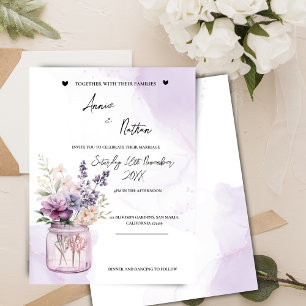 Carte Postale Poser Des Fleurs Violettes Dans Mason Jar Mariage
