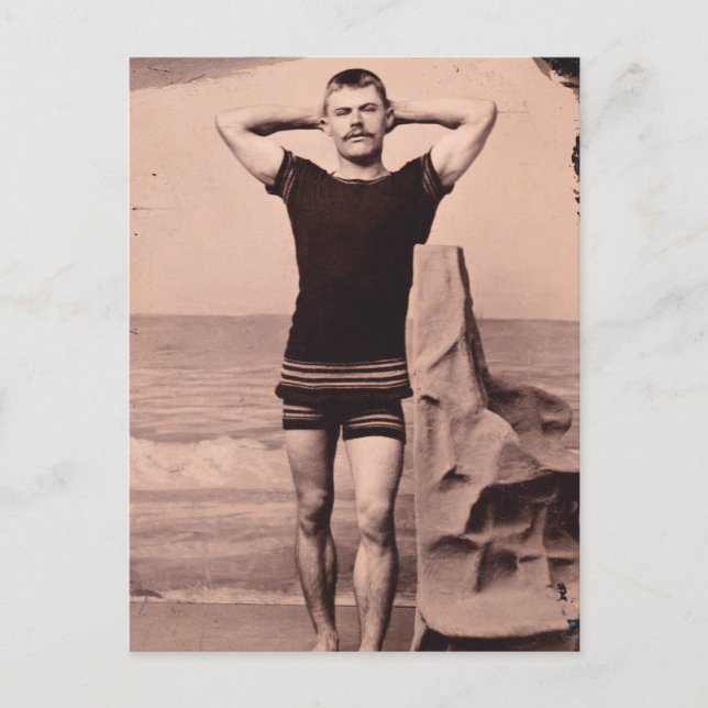 Carte Postale Poses Homme En maillot De Bain 1890 (Devant)