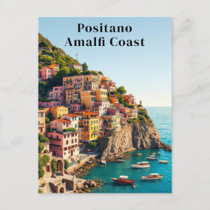 Carte Postale Positano Côte amalfitaine Voyage vintage falaise a
