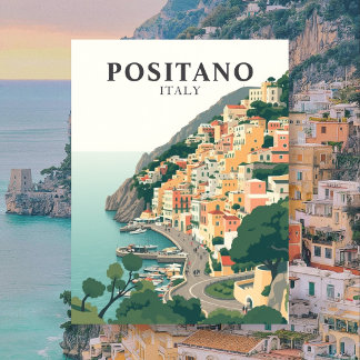 Carte Postale Positano, Italie Ville Vintage