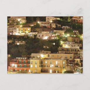 Carte Postale Positano la nuit - Maisons sur la colline