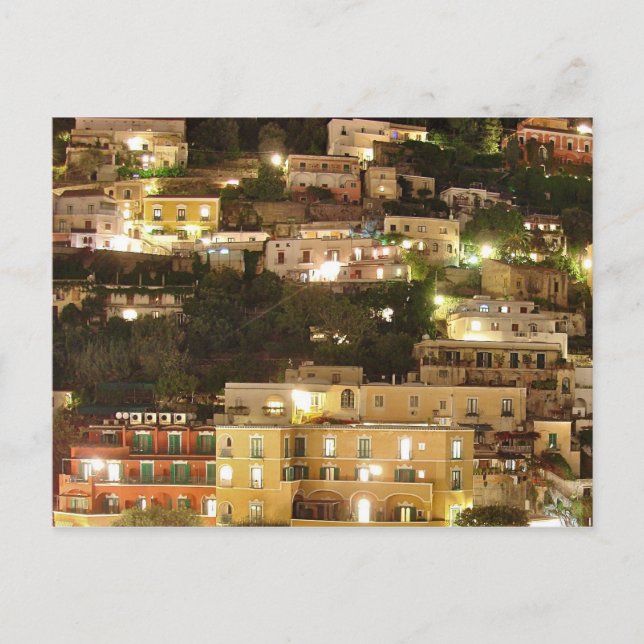 Carte Postale Positano la nuit - Maisons sur la colline (Devant)