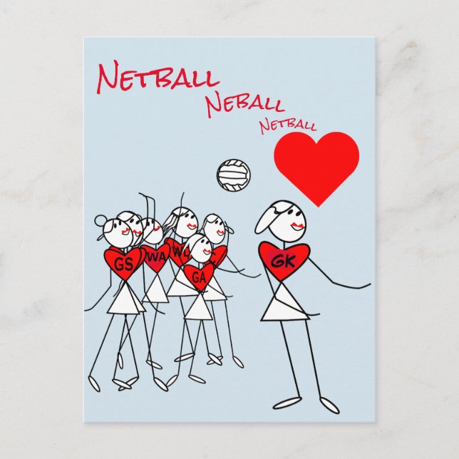Carte Postale Positions du joueur Aimer Netball GK Clipart Post (Devant)