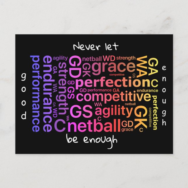 Carte Postale Positions du joueur Inspirational Netball Devis (Devant)