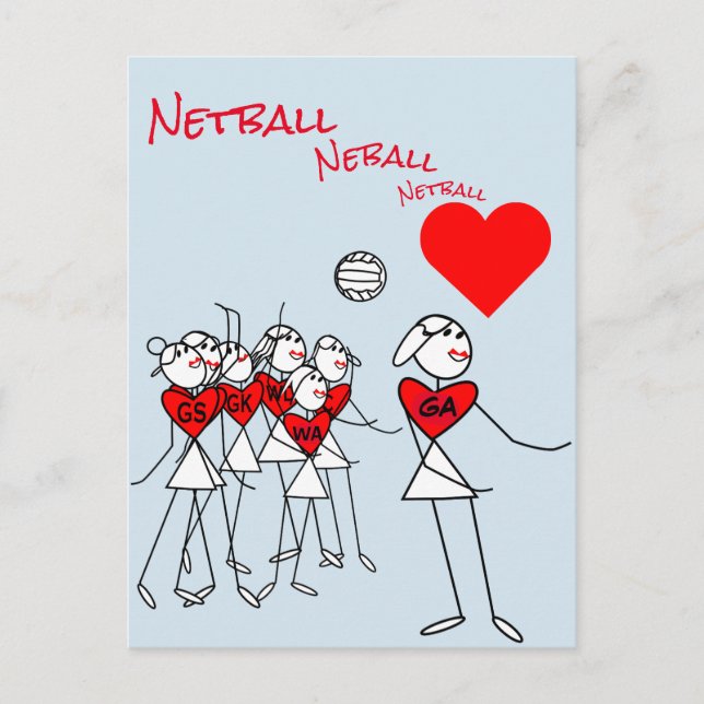 Carte Postale Positions du joueur Love Netball GA Clipart Post (Devant)