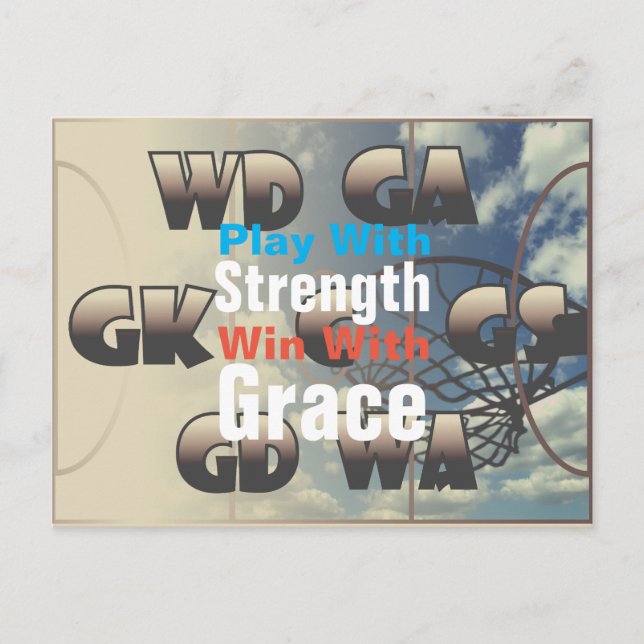 Carte Postale Positions Du Lecteur Netball Avec Citation (Devant)