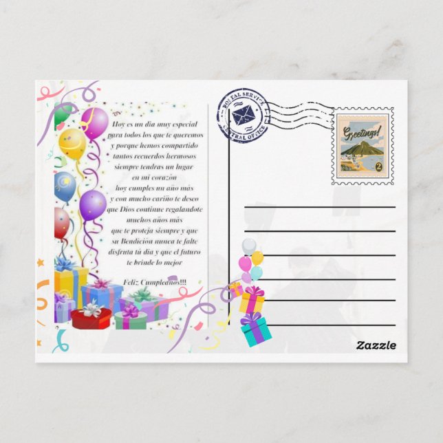 Carte Postale postal para saludo de cumpleaños (Dos)