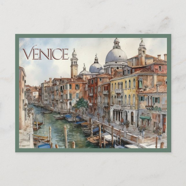 Carte Postale POSTCARD Beautiful Watercolor of Venice Travel (Devant)