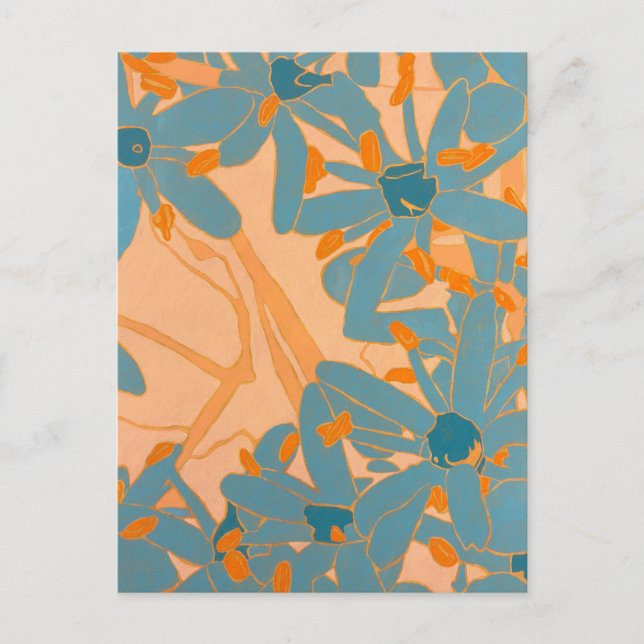 Carte Postale Postcard Contemporary Leaf Design in Peach (Devant)