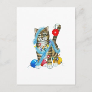 CARTE POSTALE POSTCARD DECORATED KITTY