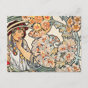 Carte Postale Postcard: Mucha - Language of Flowers