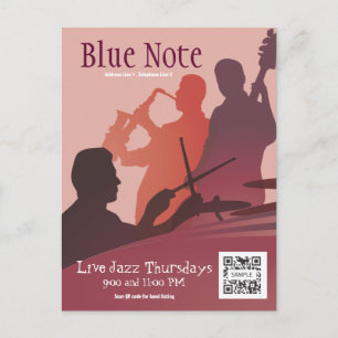 Carte Postale Postcard Template Event Jazz Band