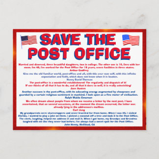 Carte Postale Postcard to SAVE THE POSTOFFICE !!! with quotes 6