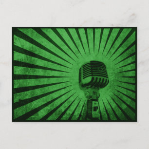 Carte Postale Postcard with Cool Vintage Microphone