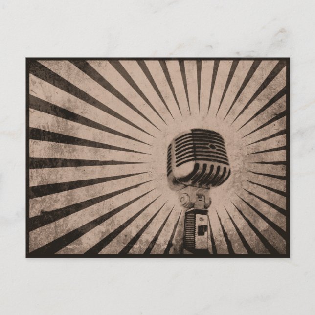 Carte Postale Postcard with Cool Vintage Microphone (Devant)