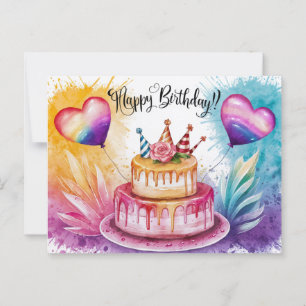 Carte Postale Postcards Happy Birthday Gateau 02