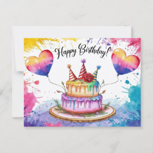 Carte Postale Postcards Happy Birthday Gateau 03