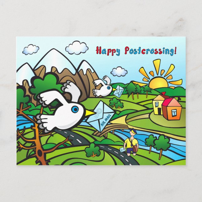 Carte postale "Postcrossing heureux !" - Courrier (Devant)