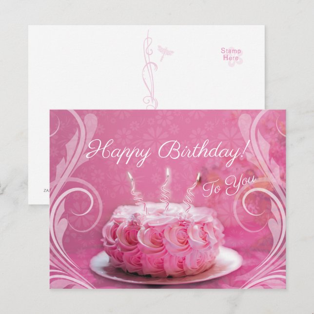 Carte Postale Poste de Tarjeta - Pastel de cumpleaños (Devant / Derrière)