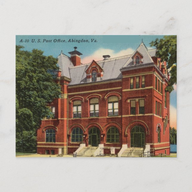 Carte Postale Poste vintage, Abingdon, Virginie (Devant)