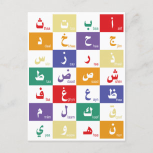 Carte Postale Poster alphabet arabe Lettres pour enfants