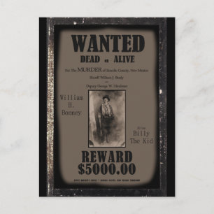 Carte Postale Poster Billy The Kid Recherché Dead or Alive