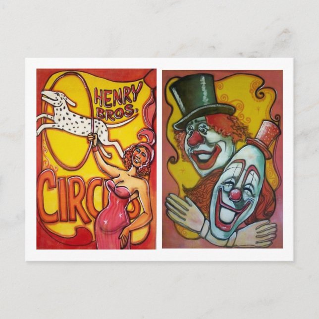Carte postale Poster Circus - Chiens et Clowns (Devant)