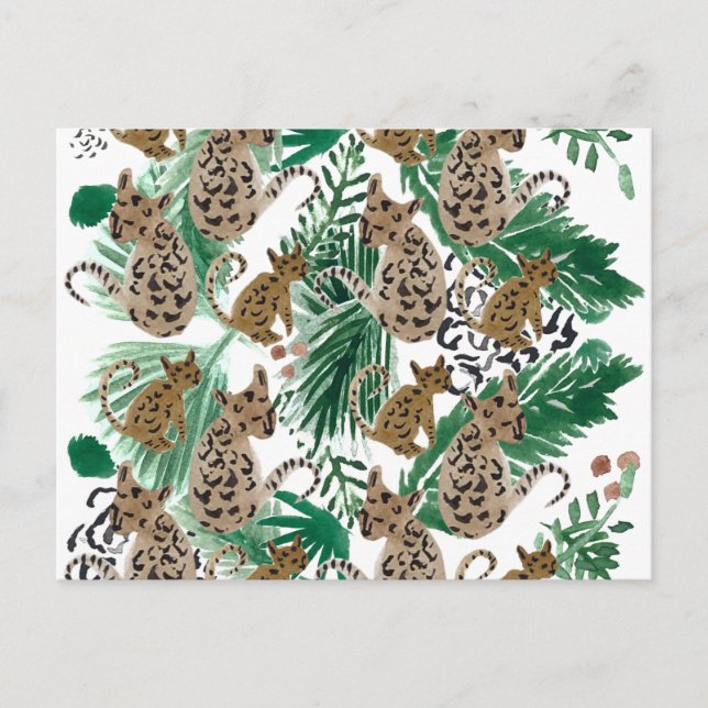 Carte Postale Poster de animal d'illustration Jaguar Aquarelle (Devant)