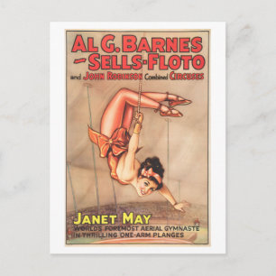Carte Postale Poster de cirque vintage : Gymnaste aérien Janet M