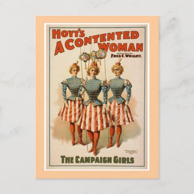 Carte Postale Poster de Hoyt's A Contented Woman Théâtre Vintage (Devant)