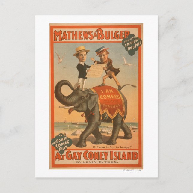 Carte Postale Poster de la comédie musicale "At gay Coney Island (Devant)