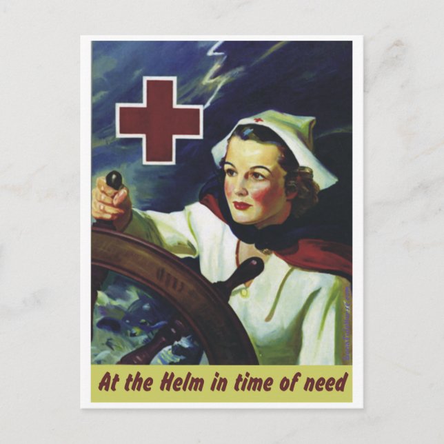 Carte Postale Poster de la Croix-Rouge - Infirmière à la barre (Devant)