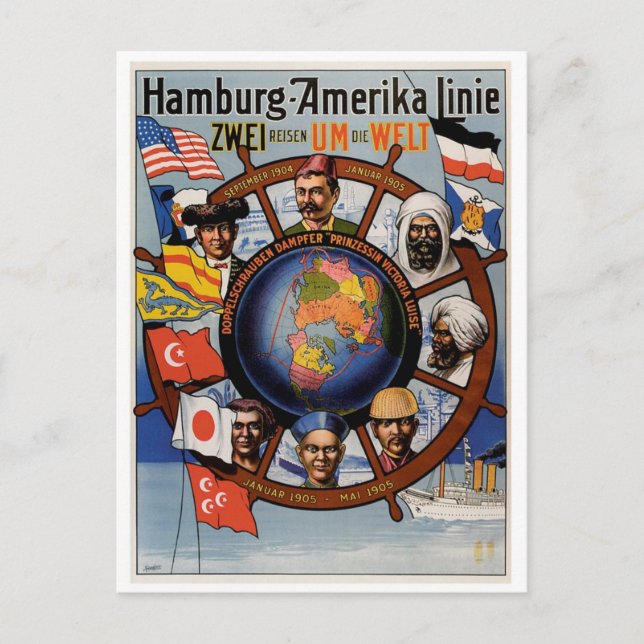 Carte Postale Poster de la ligne Amerika de Hambourg (Devant)