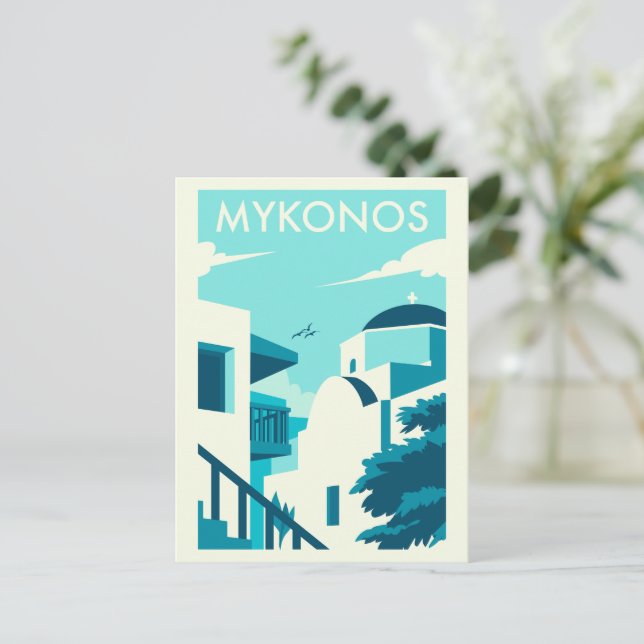 Carte Postale Poster de l'île grecque de Mykonos (Debout devant)